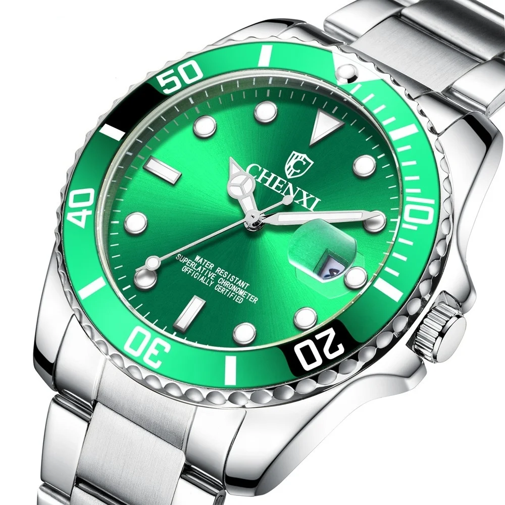 

CHENXI Fashion Men's Watch Green Color Stainless Steel Japan Movement Waterproof Casual Business Man's Sport Wristwatch, According to reality