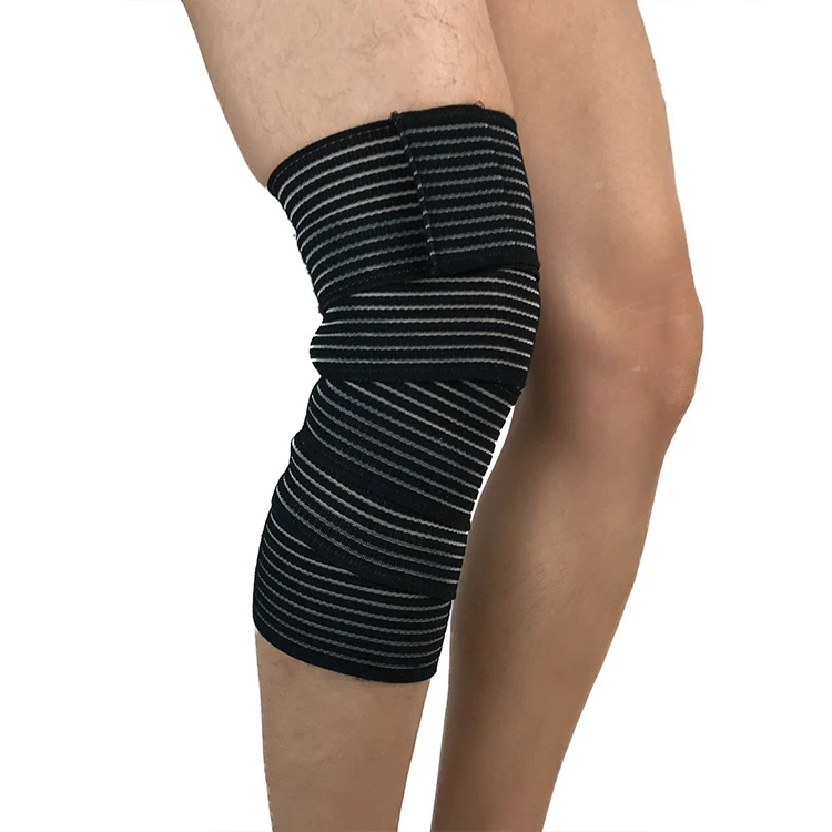 

High Quality Extra Long Elastic Knee Wrap Compression Bandage Brace Support for Legs Men knee brace strap, 3 color