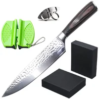 

Amazon best seller Damascus Chef Knife,2 stage mini knife sharpener,Stainless Steel Metal Finger Hand Protector Guard tool set