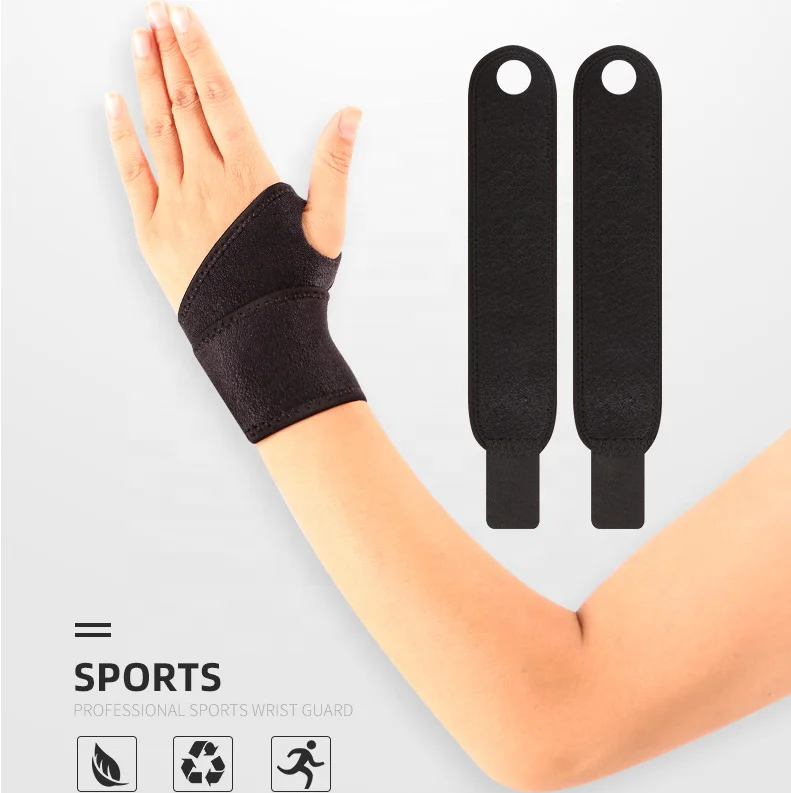 

Wholesale Fitness Custom Logo Sports Wrist Bands Neoprene Wrist Wraps Adjustable Wrist Support Brace, Black
