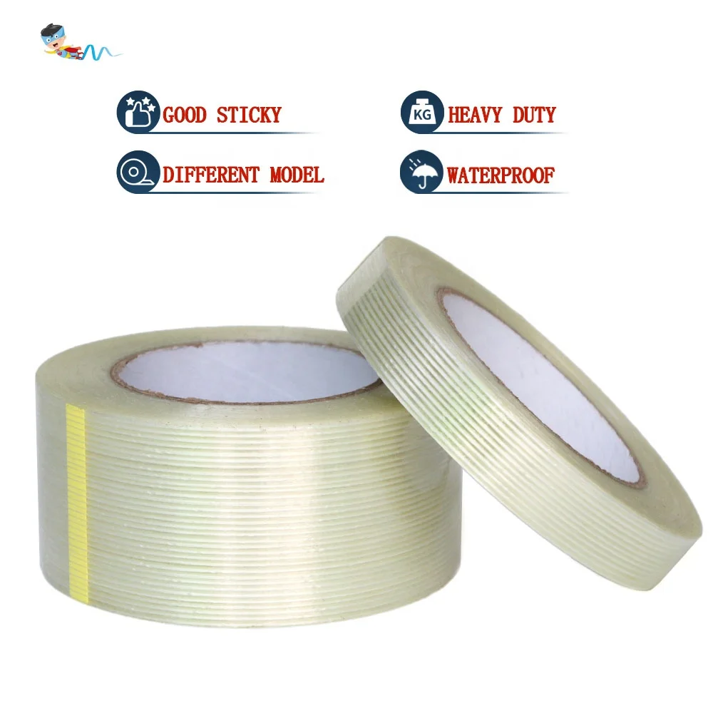 2- Recyclable Heavy Duty Straight Shape Fiber Fiberglass Reinforced Filament Strapping Packing Self Adhesive Tape