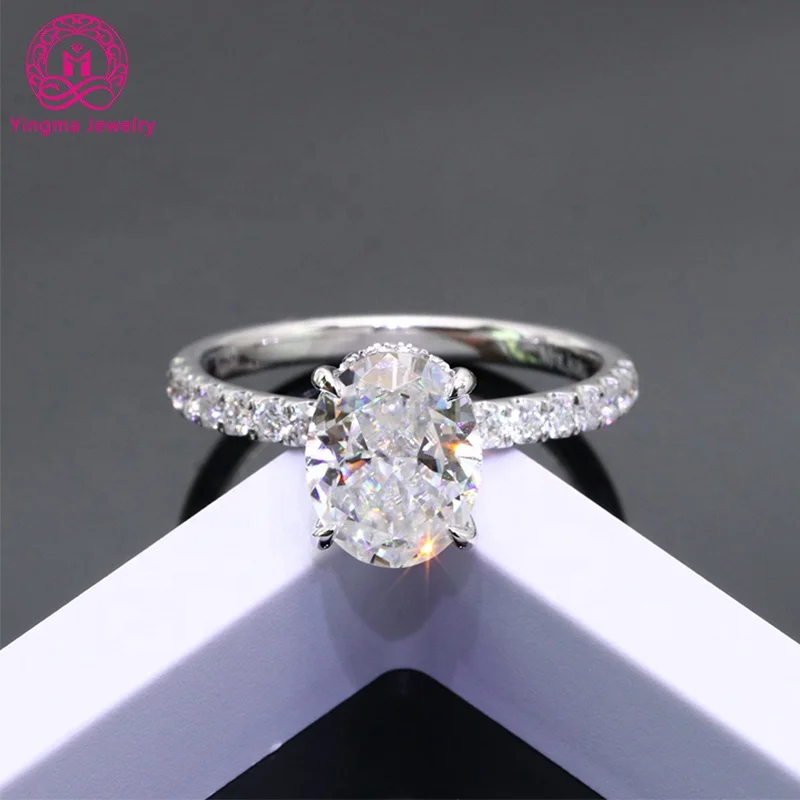 

Free shipping white gold jewelry 8x10 mm 3ct oval ice cut moissanite wedding ring 18K solid white gold ring