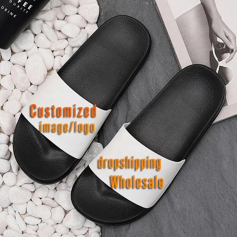 

Custom Your Images Name Logo 3D Printing Men Women Slippers Home Slides Sandals Beach Slipper