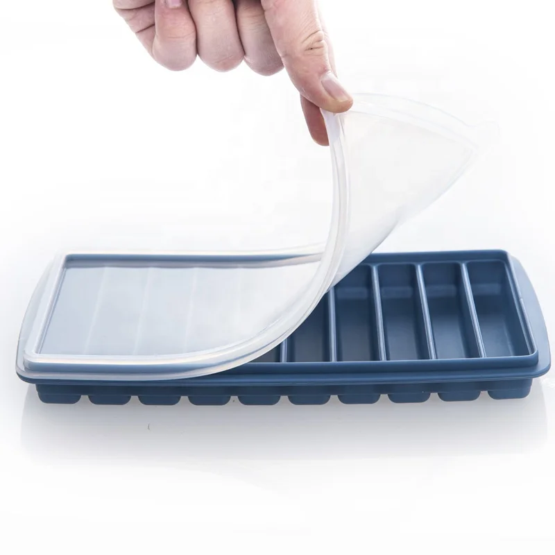 

Easy Release 10 Cavities rectangle silicone Ice Cube Mold Trays with No Leaking Lid, According to pantone color