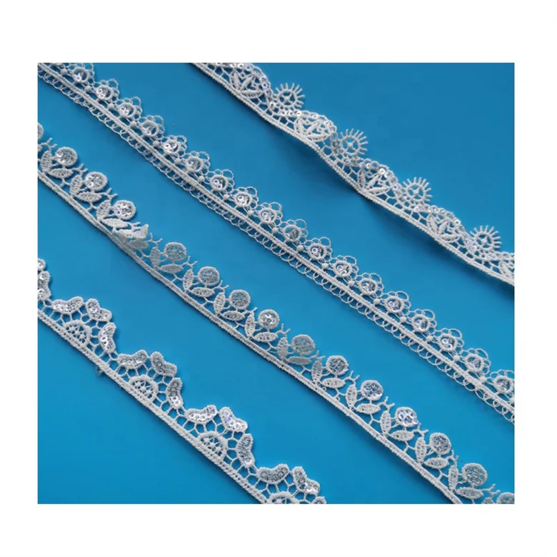 

New water - soluble embroidery bead yarn milk lace spot white hollow - out single - side bar code wedding accessories, Accept customized