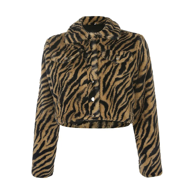 

2020 Fashion Winter faux rabbit fur leopard short women ladies crop top