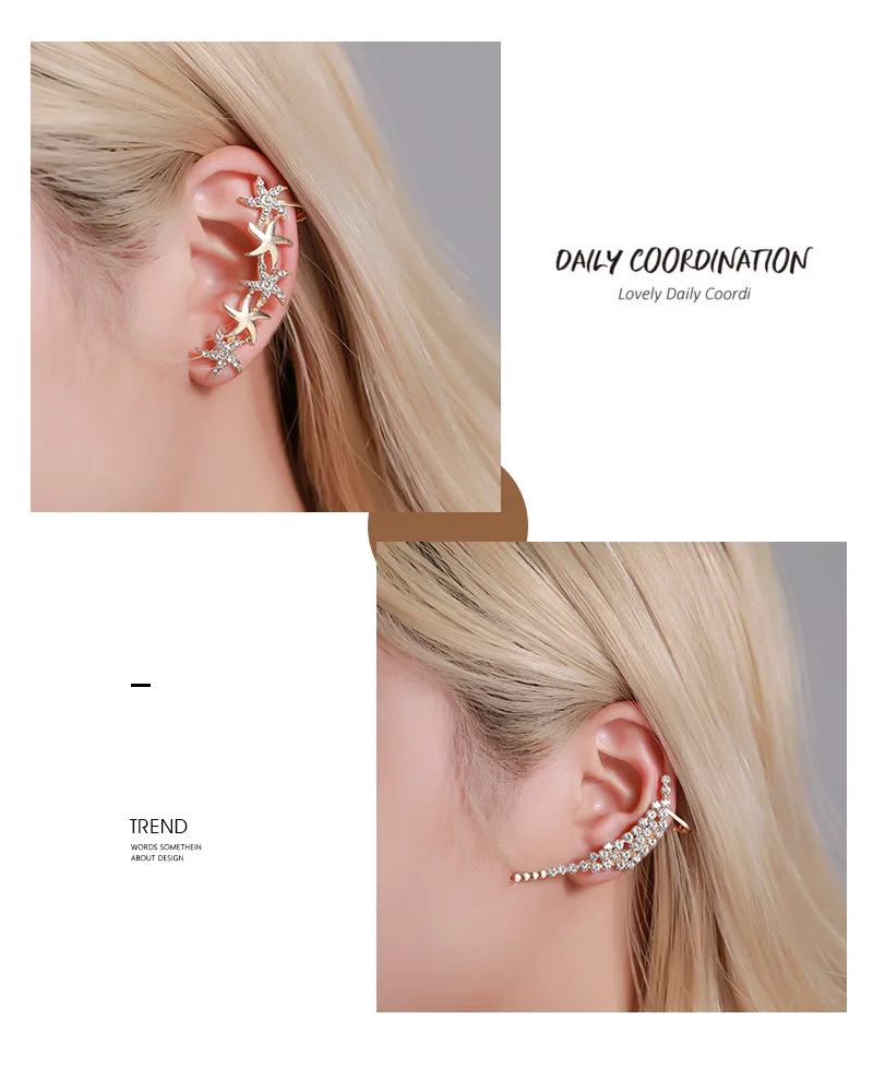 

Ready to ship Fashion Zinc Alloy Jewelry ear otica crystal clip girls elegant accessory ear stud ear-hook, Gold/silver