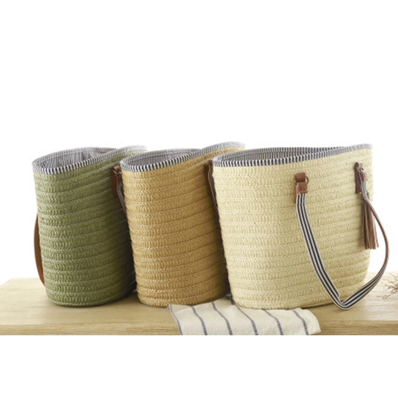 

Fashion Woven Tote Bag Wholesale High Quality Fashion Tassel Straw Woven Beach Tote Bag, As the pic shown