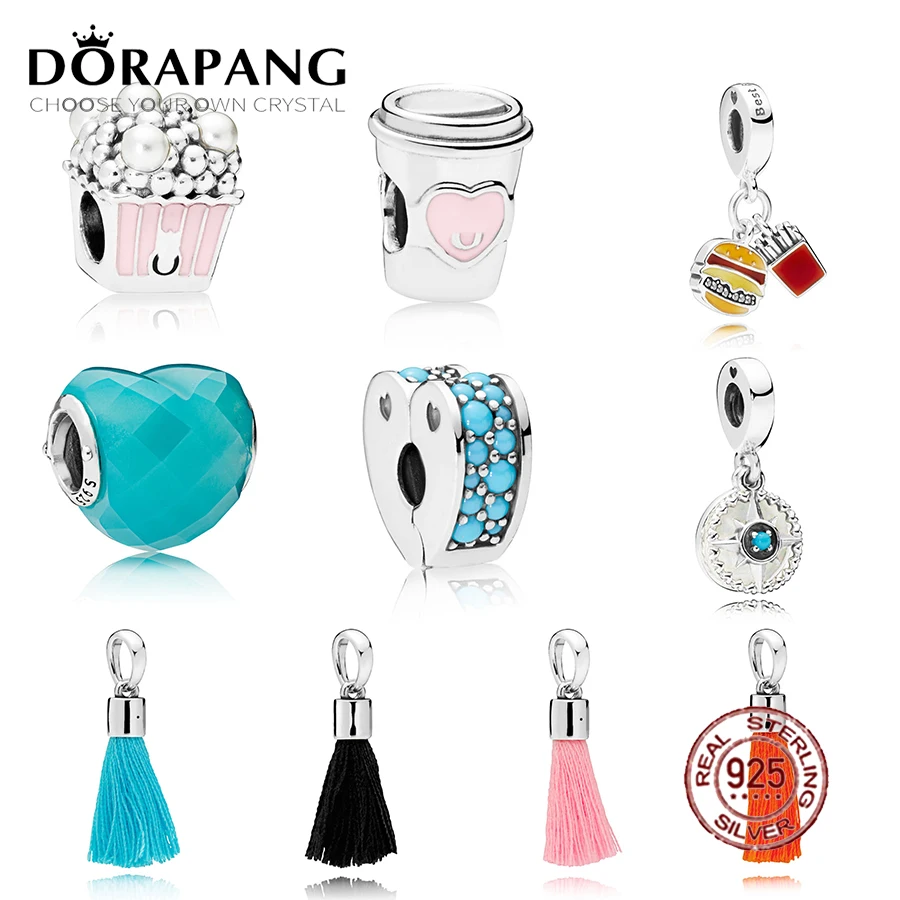 

NEW 2021 NEW 100% 925 Sterling Silver Tassel Hanging Charm Compass Rose Bead Fit Bracelets DIY Necklace factory wholesale