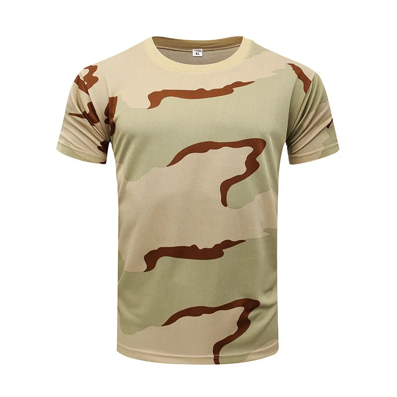 

Men T-Shirts Base Layer Camouflage Fitness Tights Quick Dry Camo Short Sleeve Tops Tees Compression Shirt Plus TRI-Desert camo