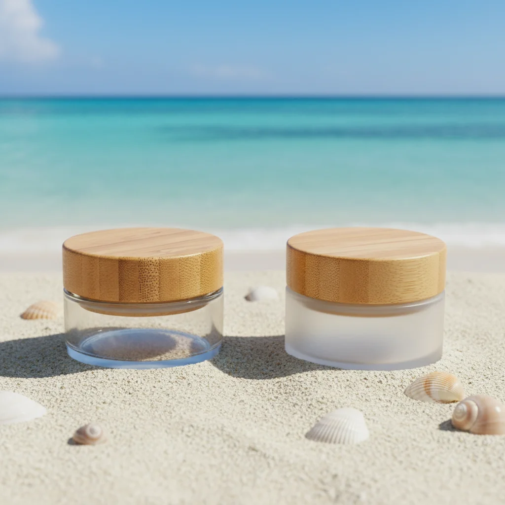Top Quality Refillable 30ml 50ml 100ml Cosmetics Packaging Face Cream Containers Empty Bamboo Glass Jar