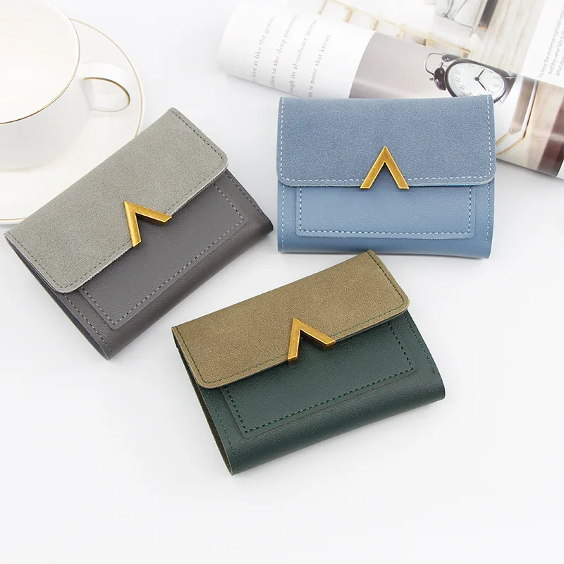 

customised fashion high quality small pu leather credit card holder short wallets women coin purse, Brown, green, gray, red, black, pink, blue, rose red