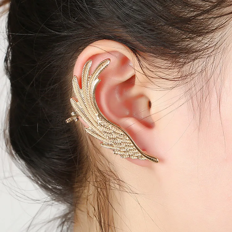 

feather shape jewelry clip ear cuff womens