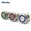 ManHua 16mm AC/DC 12V waterproof IP66 Metal push button switch Self Reset