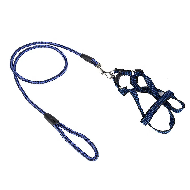 

Factory Hot Selling 1.2m Pet Harness and Leash Set Nylon Round Rope Pet Leash Dog Harness Leash