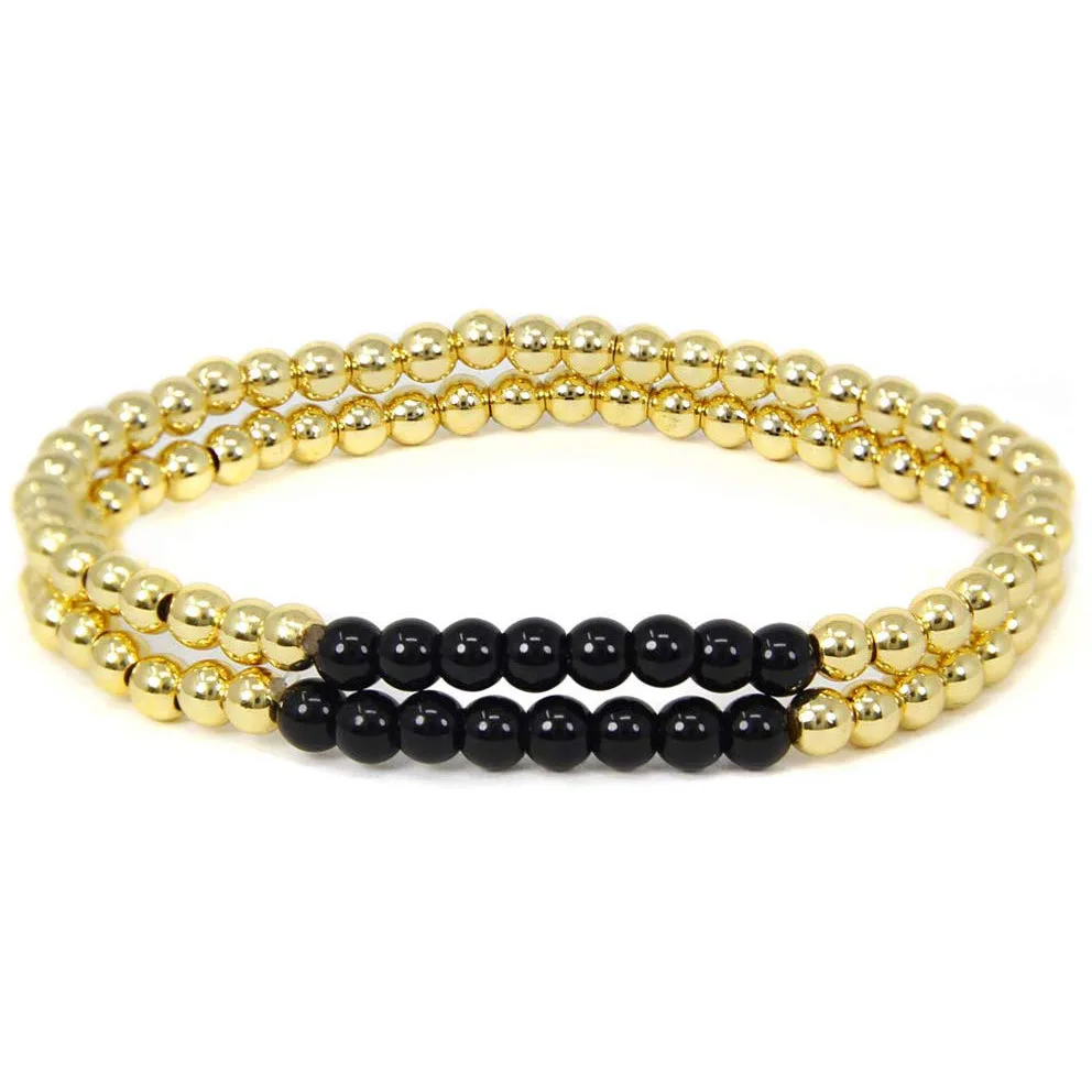 

4MM Gold Silver Color Beads Bracelet for Women Trendy Statement Round Beaded Handmade Bracelet Fashion Jewelry