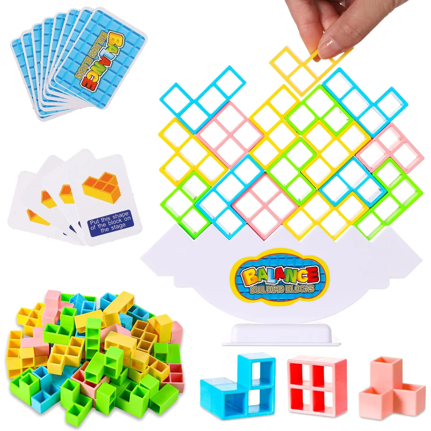 

64pcs Wholesale Kids & Adults Team Building Blocks Toy Balance Modules Stacking Stack Building Blocks Balance Puzzle Board game