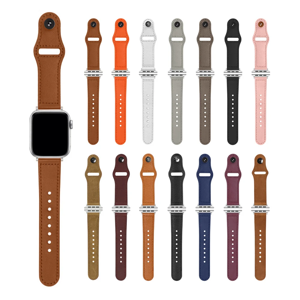 

Retro Lychee Pattern Genuine Official Buckle Leather Watch Strap For Apple iWatch 42mm 44mm Watch Band