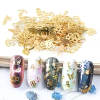 

120pc/Bottle Gold Metal Slices Nail Sequins Decoration Flower Gear Butterfly Nail Art Flakes Manicure Tiny Sticker Decors