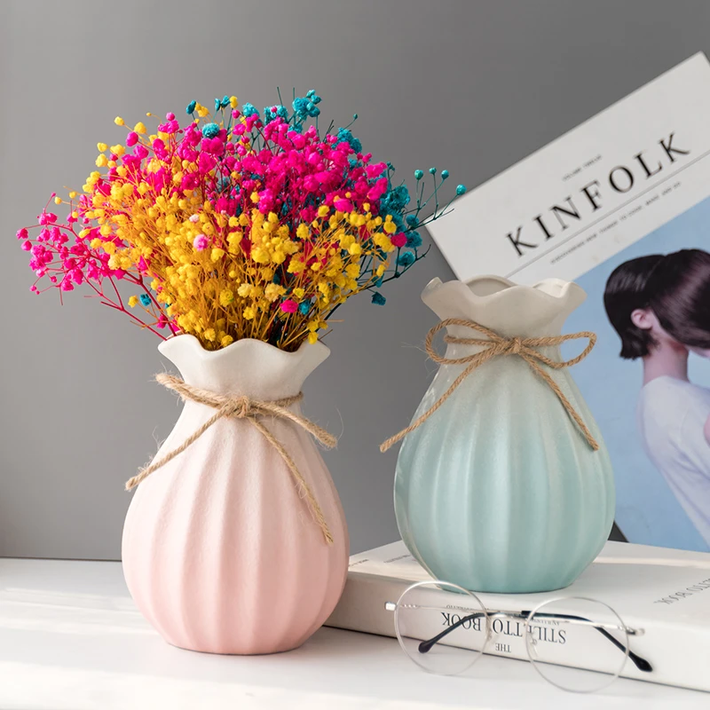 

Color porcelain flower pot Office Living Room table top Home Decoration Accessories nordic modern ceramic bud vase