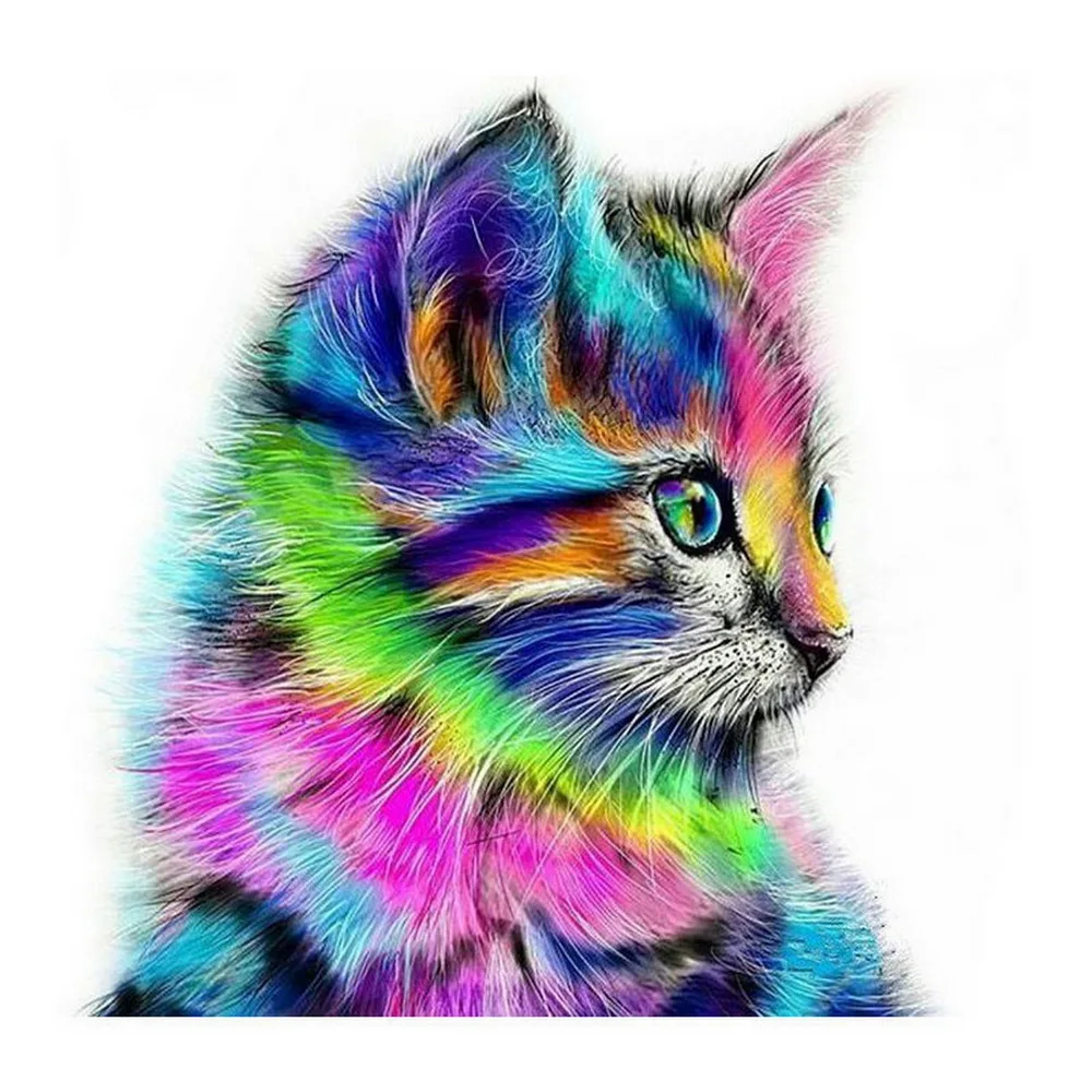 
Colorful DIY Diamond Painting Kits Full Drill Multicolor Cat Pictures for Child Living Room Wall Decor 