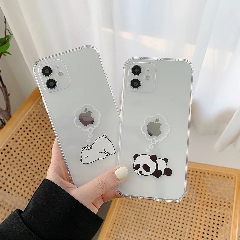 

2021 Creative Transparent TPU Panda Phone Case Back Cover for iPhone 11 Pro