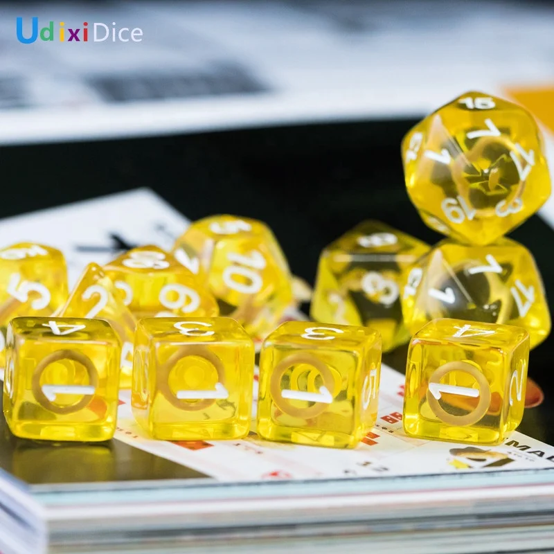 

Udixi DND Dice Set Yellow Circle Resin MTG RPG Dice for Board or Card Games Dungeons and Dragons Polyhedral Dice