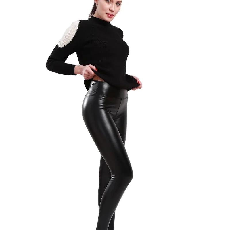 

Customized good quality hot style XXL leggings fashion slim women's high waist leather pants, Customized colors