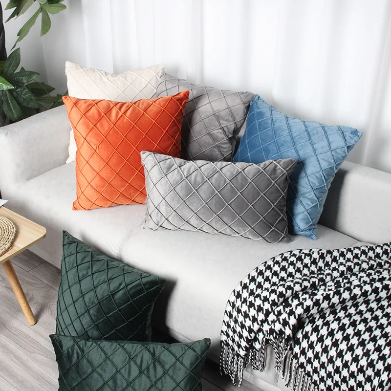 

Wholesale Soft Velvet Striped Pillow Cover Nordic Luxury Modern Decorative Pillow Throw Cushion Cover For Sofa Living Room