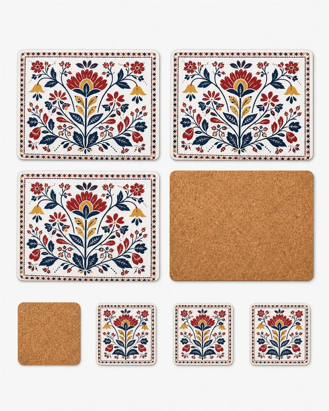 Scandi Folk Placemat and Coaster Set