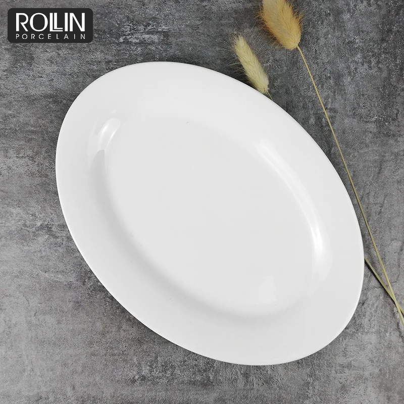 

High quality popular design ceramic porcelain fish oval dinner plates