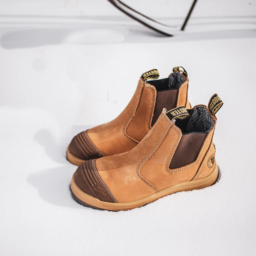 

Chelsea Safety Boots Without Shoe Lace Steel Toe Welder Boots Leather Safety Shoes For Mine ROCKROOSTER Industrial Boots