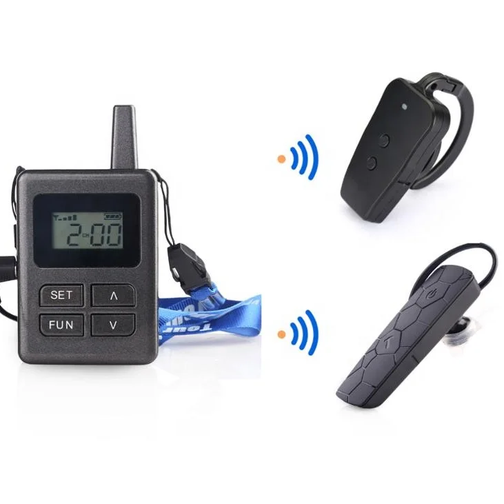 

Wireless Ear-hook Tour Guide Walkie Talkie Communication System, Black