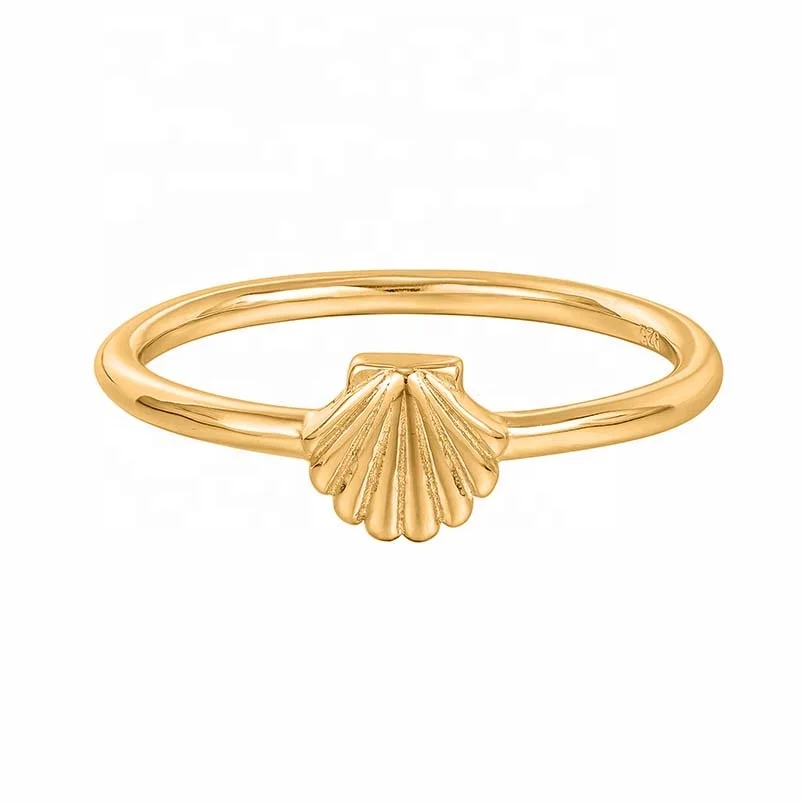 

Gemnel wholesale gold plated fashion S925 jewelry women recycled silver shell summer ring