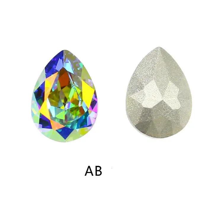 

K9 quality Crystal and crystal ab pear/teardrop shape point back rhinestones fancy strass for jewelry making, Customized