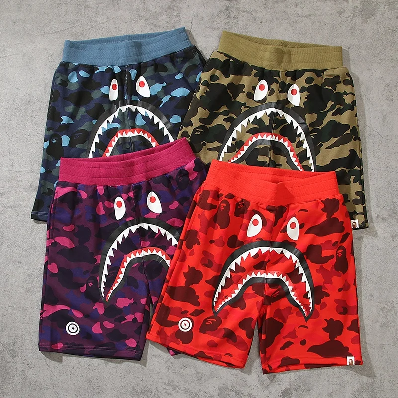 

High quality Bape shark Printing Camouflage mens sports shorts Asian size
