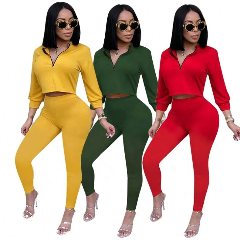 

Outerwear Women Solid Pure Color Fashion Sexy Long-Sleeved Sports Suit