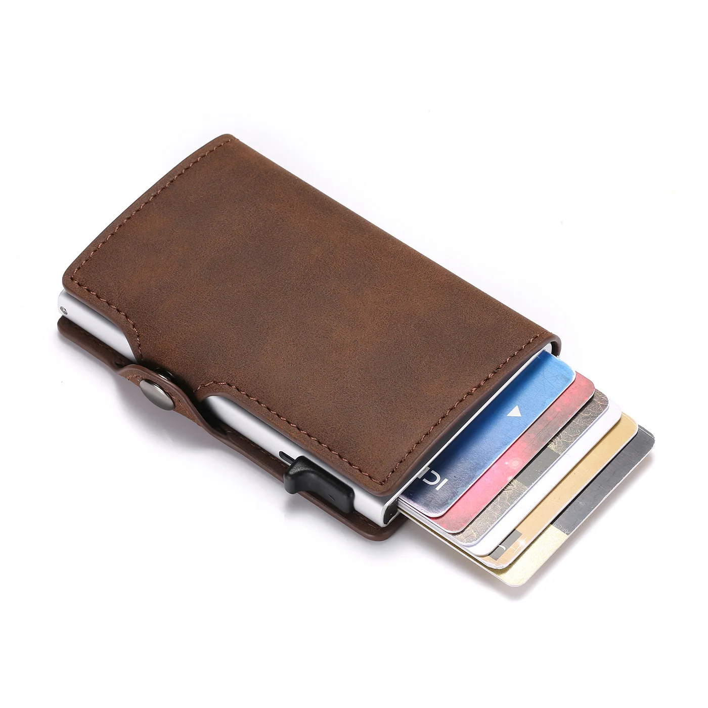 

2021 Custom Metal Wallet Credit Card Holder,Aluminum Money Clip Wallet with rfid Blocking, Black,coffee dark brown light brown