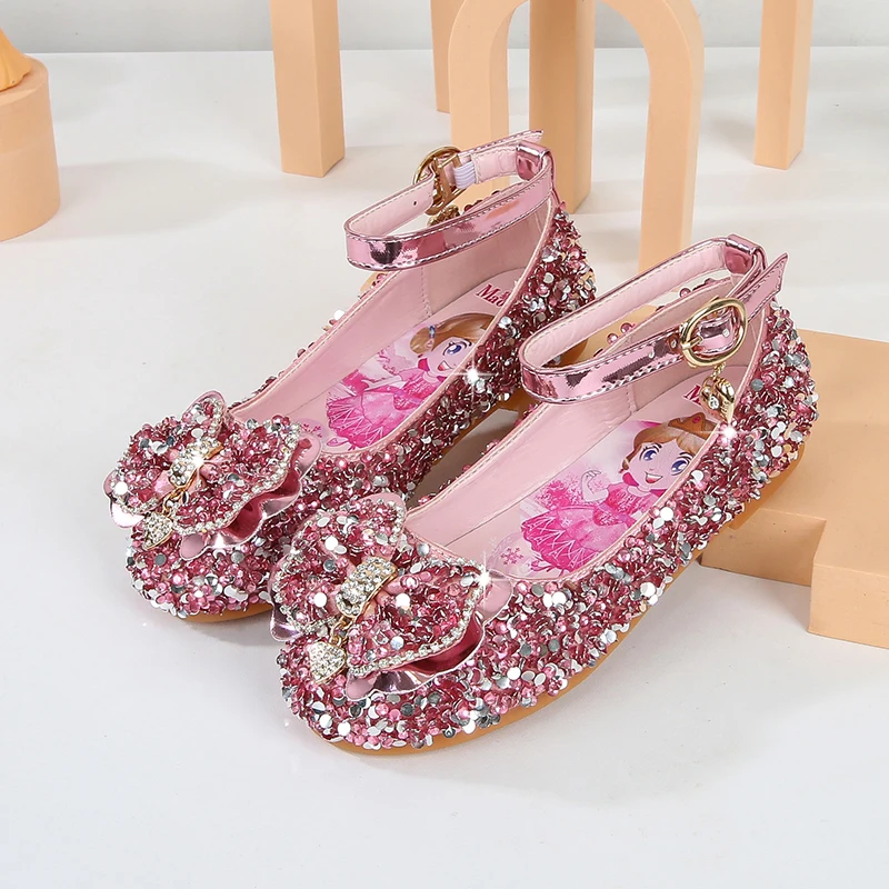 

Girl princess shoes children glass shoes little girl shiny shoes fashion stage performance model high heels