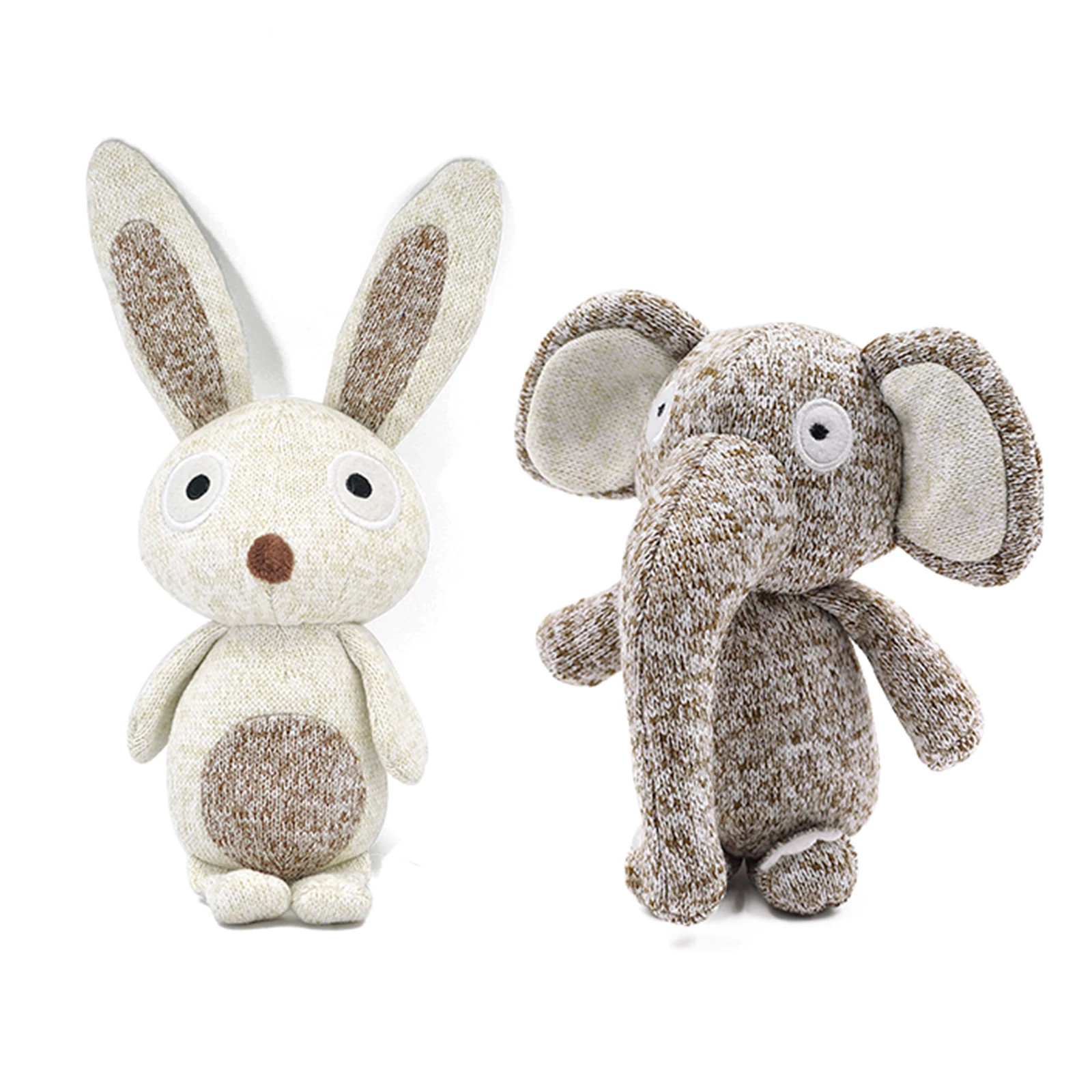 

2023 Pet toys wholesale soft cute knit bunny plush stuffed squeaky dog chew crinkle toy for outdoor activities