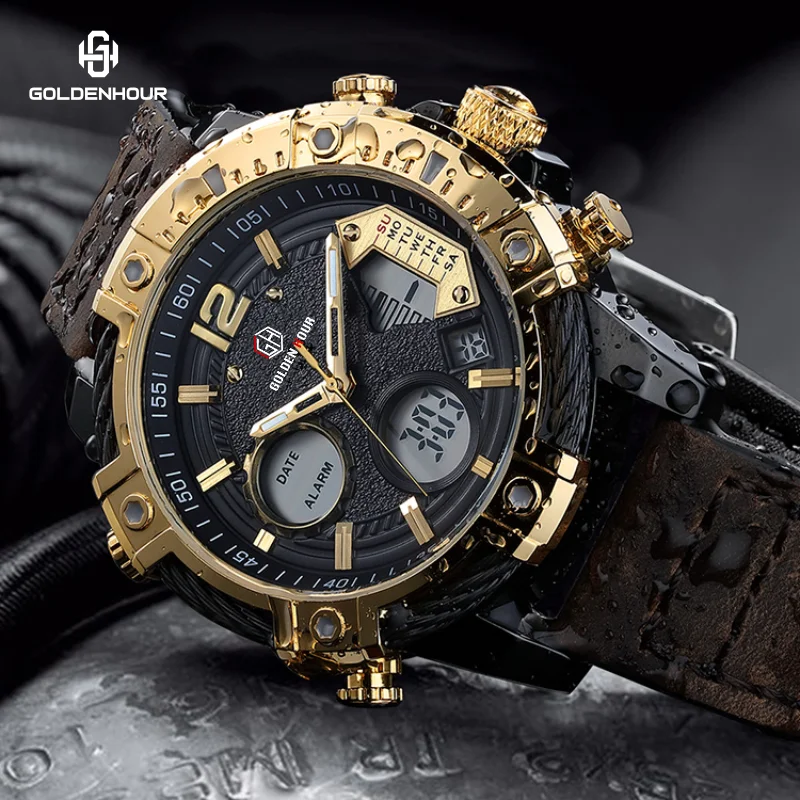 

GOLDENHOUR GH120 OEM brand new army men waterproof smart digital best fashion quartz watch multifunction wrist watch