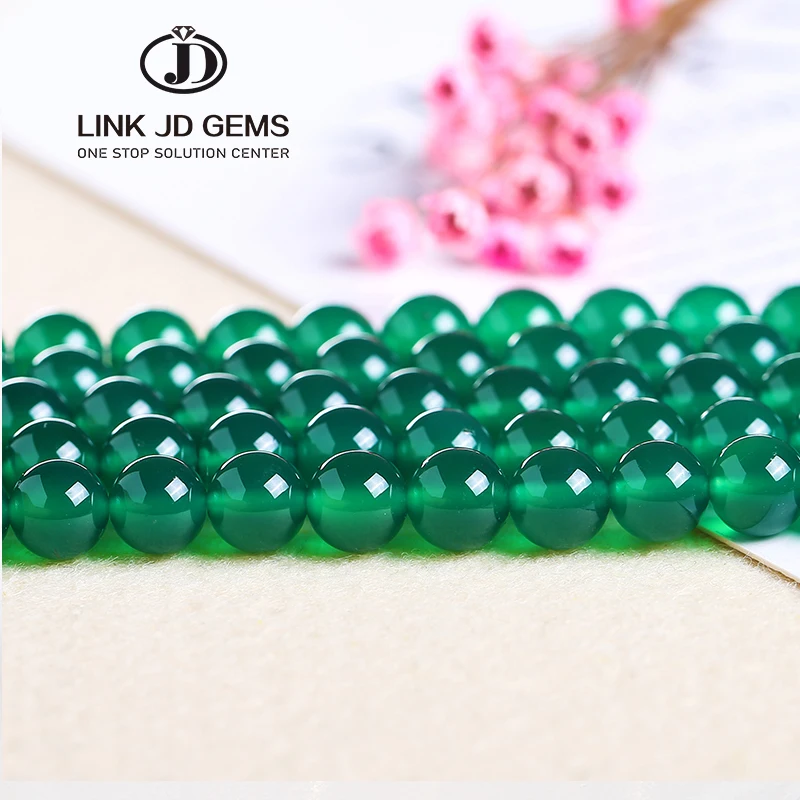 Factory Price  4/6/8/10/12/14mm Natural Gemstone Green Agate Stone Beads Onyx For Jewelry Making Accessory