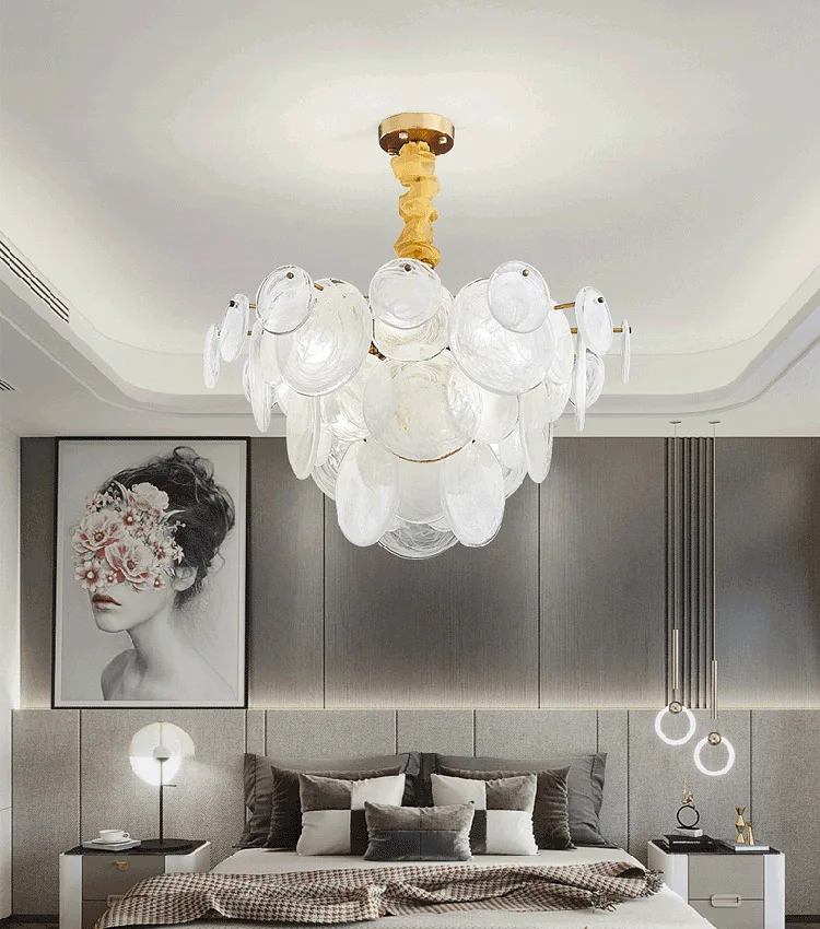 Nice quality brass pendant light modern luxury gold  white chandelier glass  chandelier