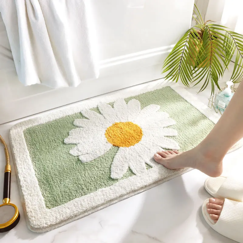 

Popular INS Style Thickened Flocking Bathroom Door Mat Super Absorbent Non-slip Bath Shower Mat Bedroom Floor Mat, Customized color