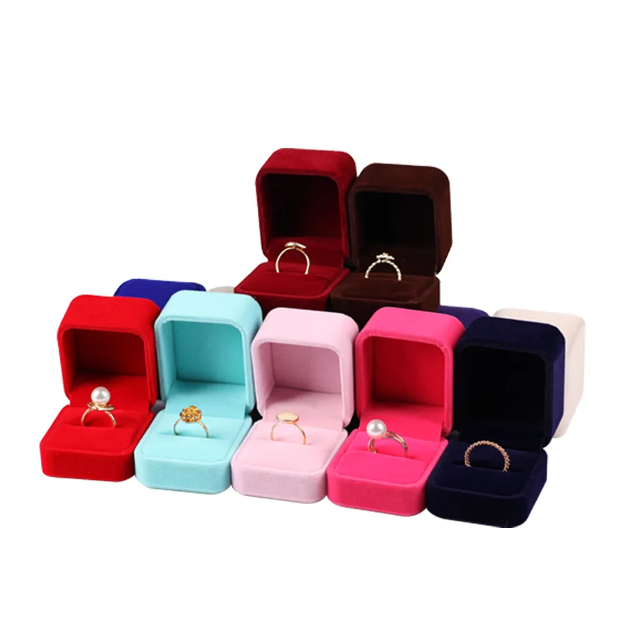 

Jewelry Gift Box Square Rings Packaging Display Portable Travel Case Velvet Ring Box Ring Jewelry Box