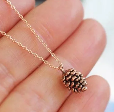 

New Simple Plant Specimen Pendant Necklace Pine Nut Necklace for women