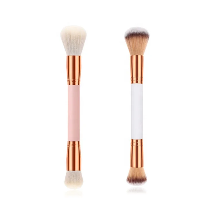 

2 in 1 double side luxury white blush powder contour blending dual make up brush multifunctional