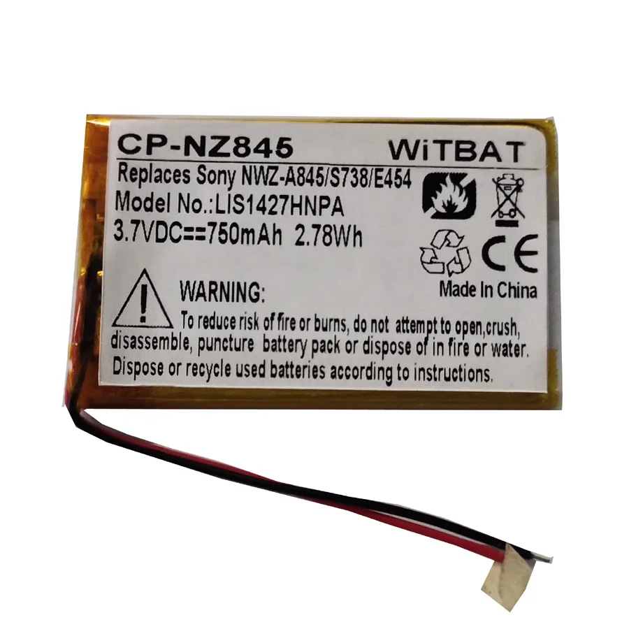 Batteria Sostitutiva 750mAh Per Sony Walkman NWZ-S600/S610/S710/S730 Serie (Li-Polymer, 3.7V)