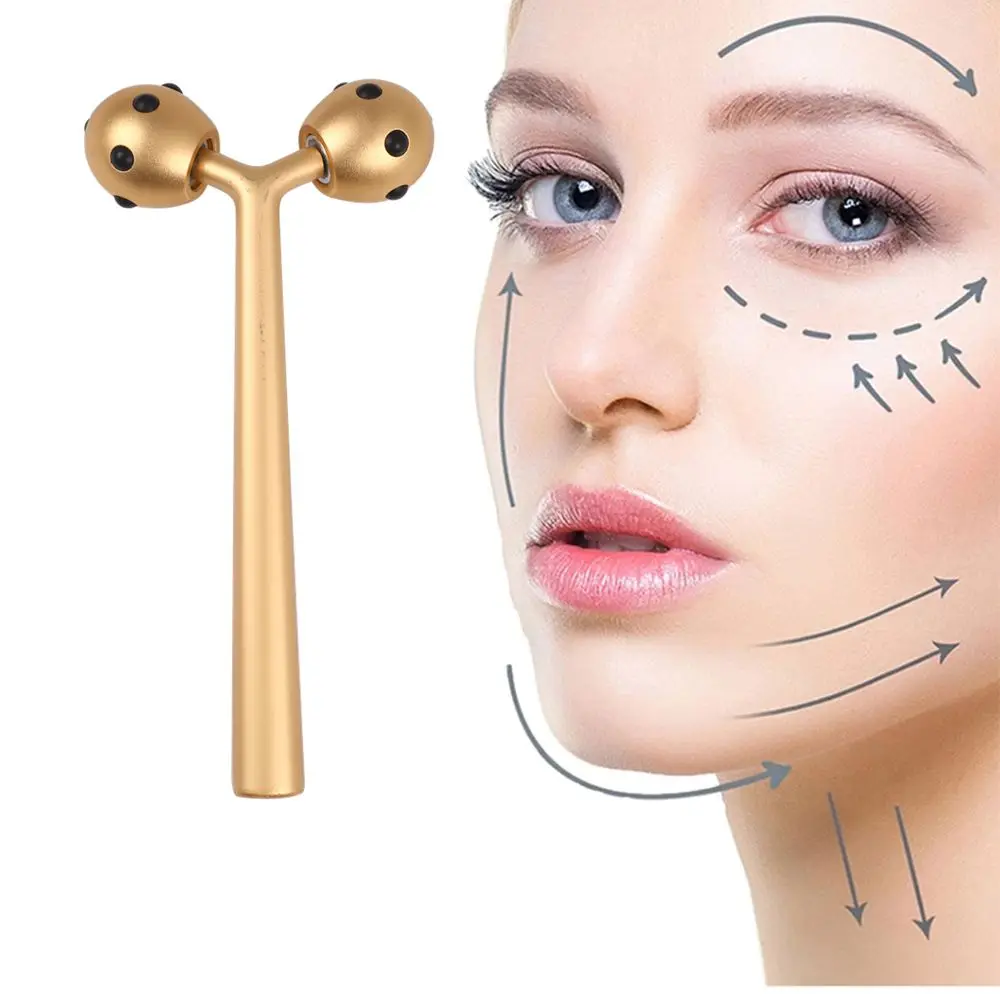 

2021 New Patent Design 3D Y Shape 24K Golden Belleza Facial Germanium Mini Jade face massage roller Facial massager