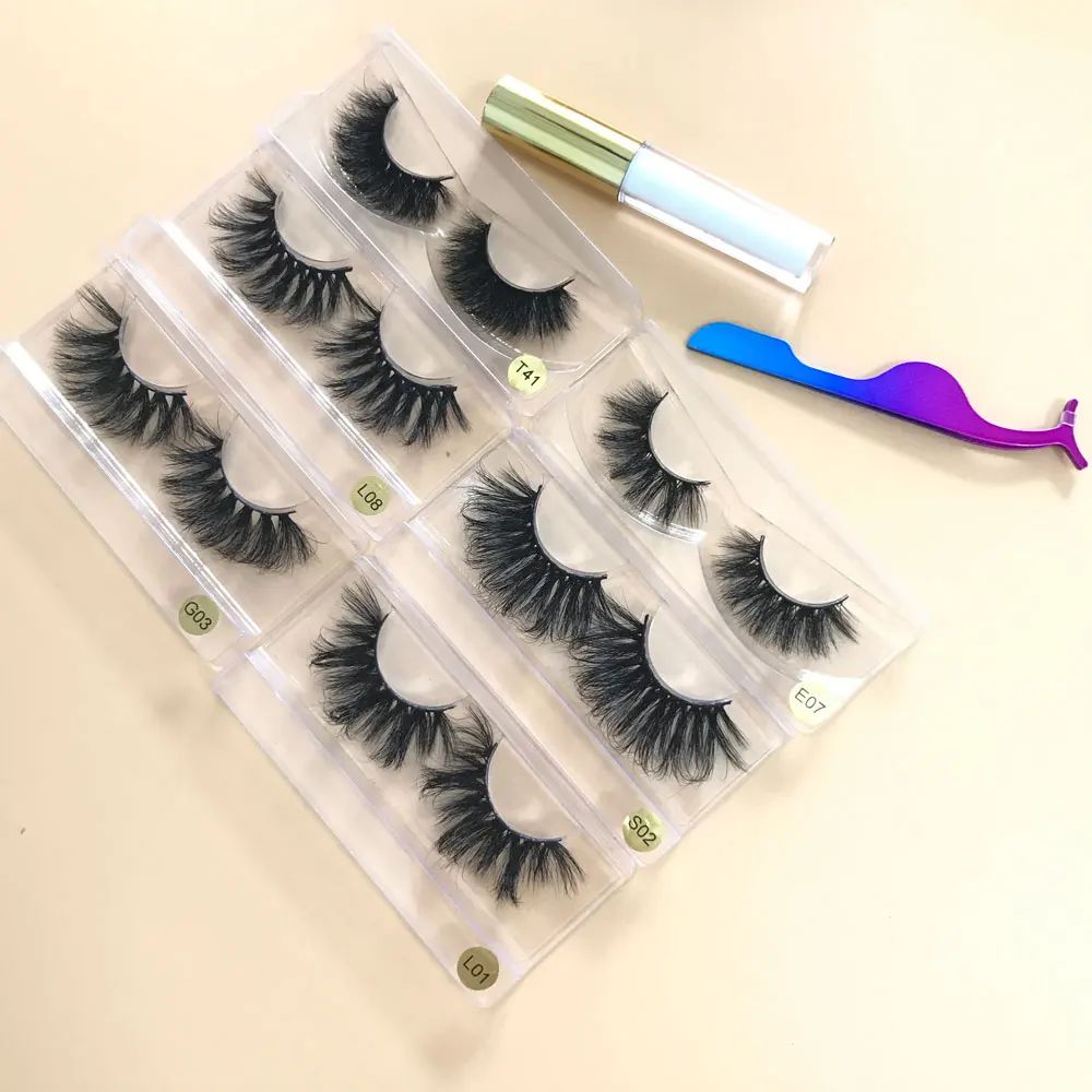 

wholesale real mink fluffy natural eyelashes vendors set cute eyelash packaging, Natural black